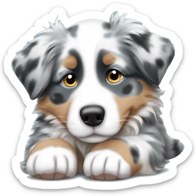 Blue Merle Australian shepherd puppy sleeping sticker