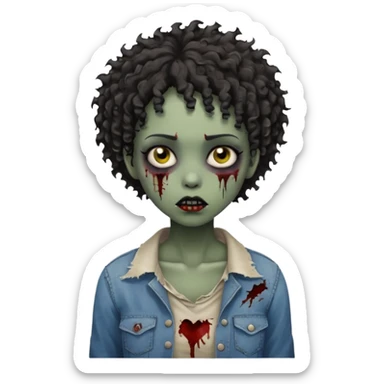 A black zombie girl with very short curly hair sticker