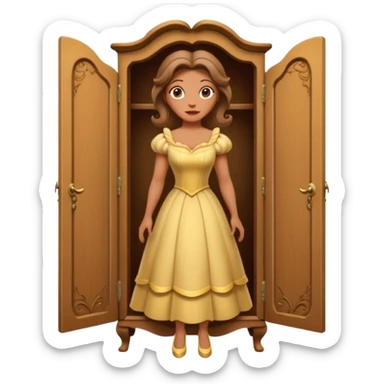 A middle-aged lady character from the fairy tale Beauty and the Beast — she was turned into a wardrobe and is around 40 years old. Based on the wardrobe’s original form, she has an anthropomorphic face. sticker
