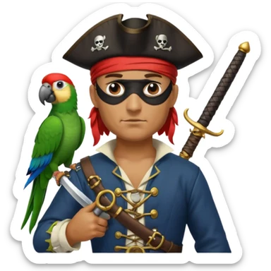 pirate with a parrot sticker