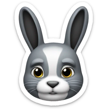 Lapin noir avec crinière grise sticker