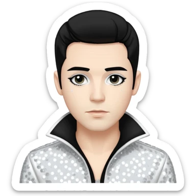 Sugar Bones, Male Electropop Singer from Confidence Man with black hair with white highlights, white sequin outfit sticker