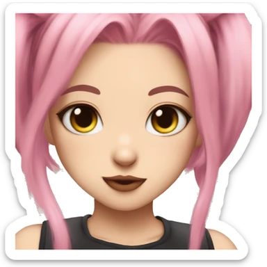 Anime cat girl pink hair puckered lips sticker