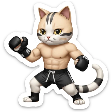cat doing MMA fighting
 sticker