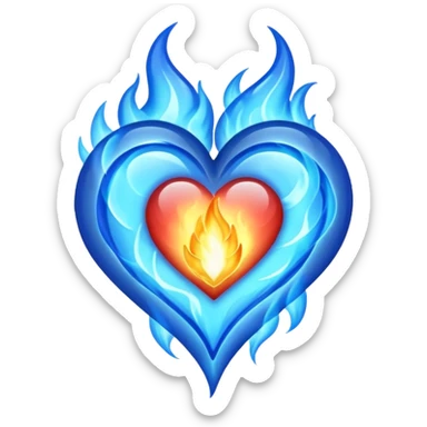 Blue fire heart  sticker
