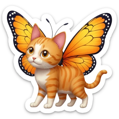 cat and the butterfly  sticker