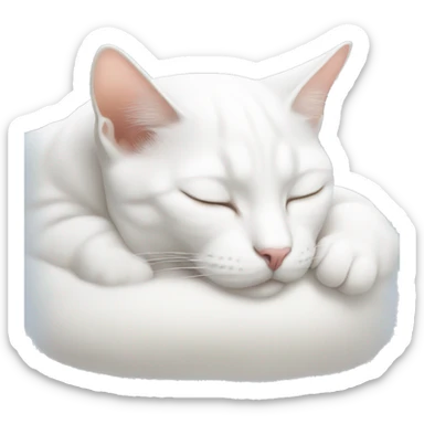 white cat sleeping sticker