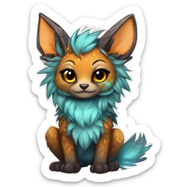 Cool cute Kawaii edgy fantasy shiny chibi animal creature fursona Fionbri vernid by griffsnuff & LiLaiRa & Falvie full bodyal sticker