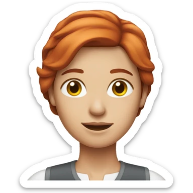 medium red hair woman working sticker