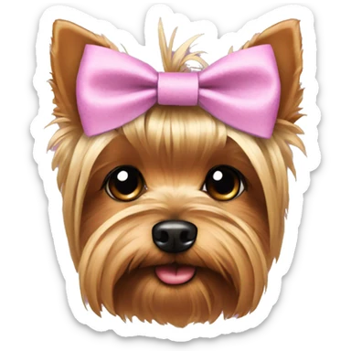 Yorkie with a bow sticker