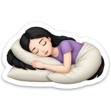 Sleeping on the pillow, beauty hot and pretty Pale girl with medium high black hair  sticker
