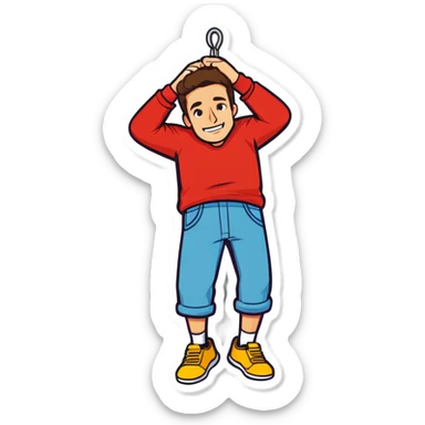 Guy hanging himself sticker