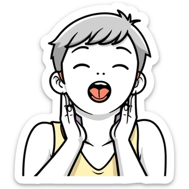 😫with hands grabbing neck and a tounge sticking out  sticker