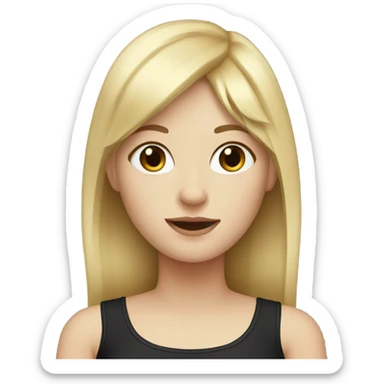 blonde white girl with bangs and a black top sticker