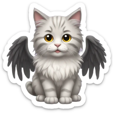 fluffy cat with wings sticker
