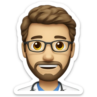 doctor with short beard wide mouth brown hair without glasses sticker