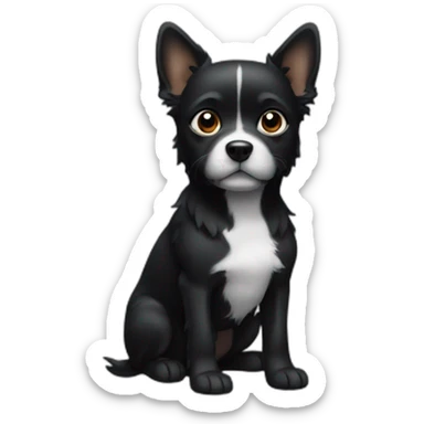 Black small dog with White spot sticker