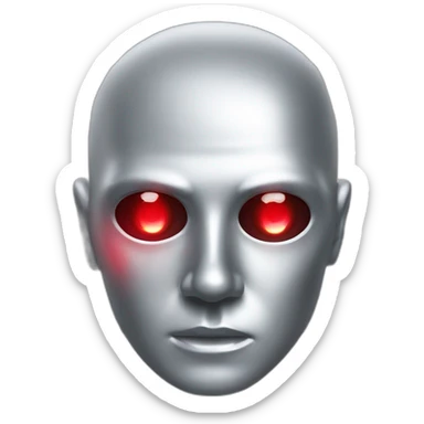 A silver human head with red laser beam streaking out from eyes  sticker