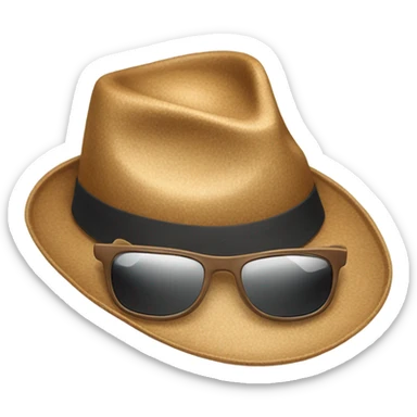 light brown fedora hat with sunglasses on brim sticker