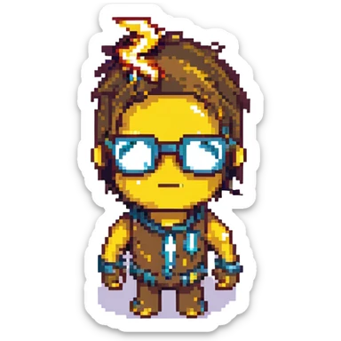 Minecraft-style emoji of a Harry Potter character, blocky and pixelated, with round glasses and a lightning bolt scar sticker