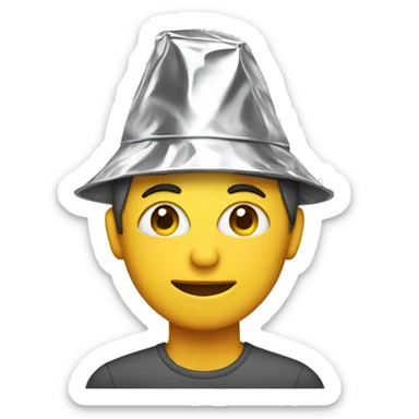 Person wearing a tin foil hat sticker