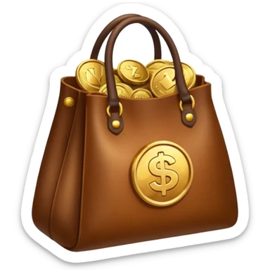 coins inside leather bag sticker