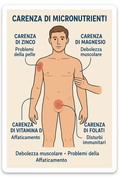 corpo umano in carenza di micronutrienti come zinco, magnesio, vitamina D, folati, in italiano sticker