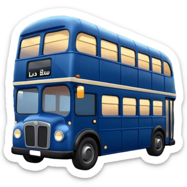 A dark blue double decker bus with cute cosy string twinkle lights draped along the outside of the bus sticker