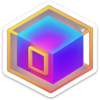 4d tesseract gradient logo hd sticker