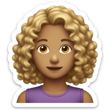 Young girl with shoulder length curly hair  sticker
