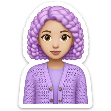 pastel purple women's crocheted cardigan sticker