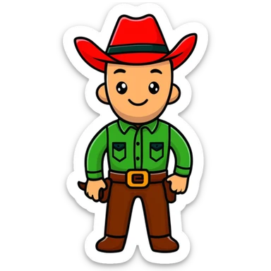 Cowboy wearing a green hat sticker