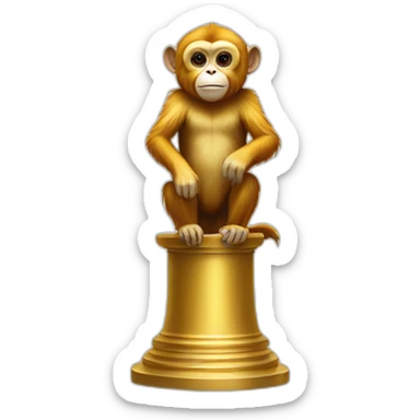 golden monkey on golden pedestal zoomed out view sticker