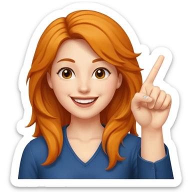  women with open hairs sideways image  one arm victory sign sticker