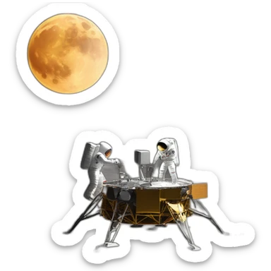 Astronauts building a base on the moon sticker