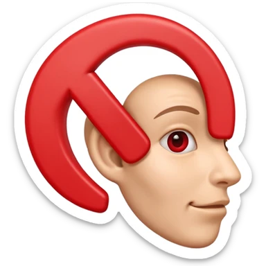 3D iPhone style emoji of a human ear with a red X mark on top, symbolizing no listening or muted, realistic ear texture, isolated on white background, soft shadows, high detail, playful and cute. sticker