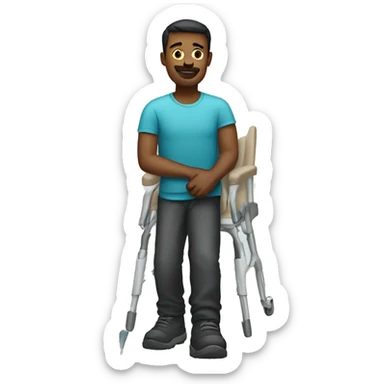 Man with broken leg wearing a cast sticker