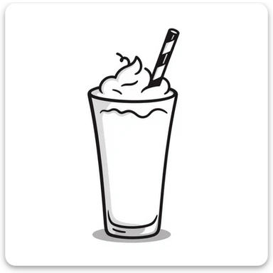 milkshake in a glass with a straw, hand drawn doodle style sticker