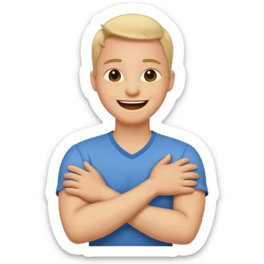 Arms crossed holding neck laughing  sticker