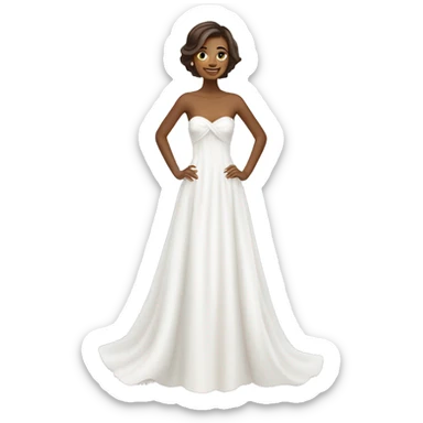 Strapless flowy white wedding dress sticker
