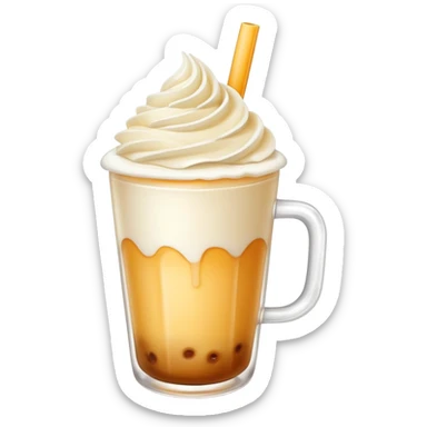 Cheese tea with frothy cream cheese topping and straw sticker