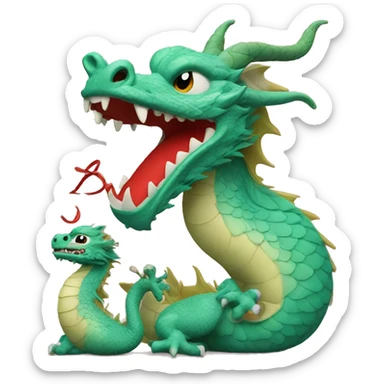 Chinese dragon with a baby. sticker