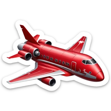 a red flower splashed in red paint on the side of a space jet fuselage sticker