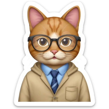 cat with clothes and wearing glasses sticker
