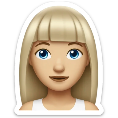 girl with light brown hair and white bangs curtain and blue eyes relaxes sticker