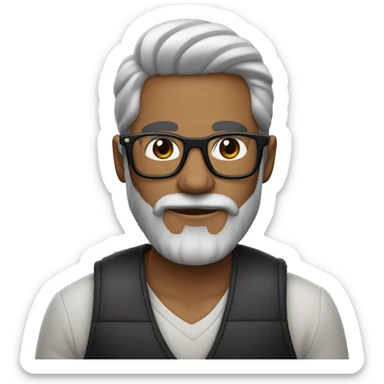 Chico moreno, pelo corto,de barba y gafas negras abrazado con una chica baja, blanca y pelo café claro sticker
