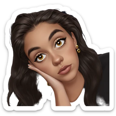 thoughtful girl with earrings sticker