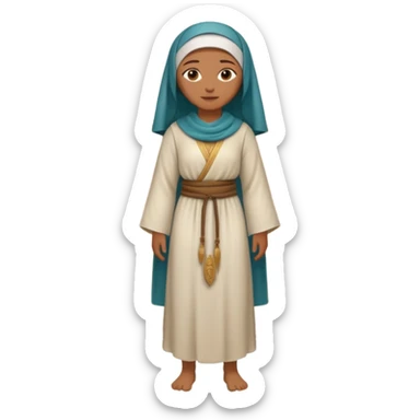 fullbody Jerusalem innkeeper in ancient robes, hair visible, no headscarf or hijab, no religious symbols sticker
