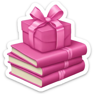 Pink Books stacked up and tied together by a pink bow sticker