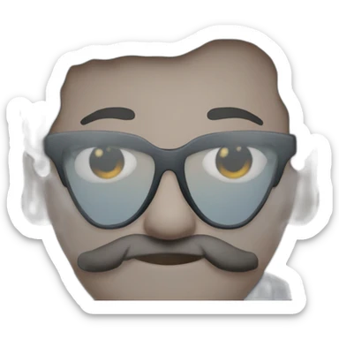 Short man with lots of black hair and beard, fat with glasses in his hair, dressed like a bum. sticker